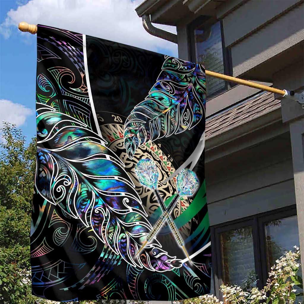 New Zealand Darts Garden Flag NZ Paua Shell Maori Fern