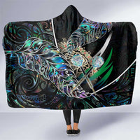 New Zealand Darts Hooded Blanket NZ Paua Shell Maori Fern