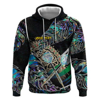 Personalised New Zealand Darts Hoodie NZ Paua Shell Maori Fern
