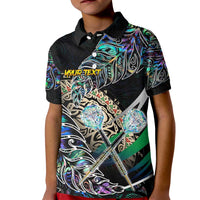 Personalised New Zealand Darts Kid Polo Shirt NZ Paua Shell Maori Fern