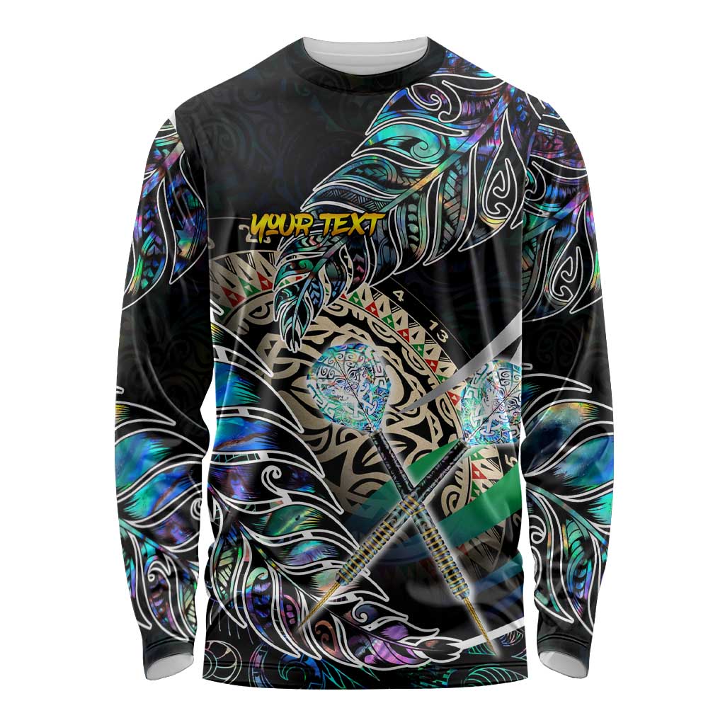 Personalised New Zealand Darts Long Sleeve Shirt NZ Paua Shell Maori Fern