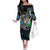 Personalised New Zealand Darts Off The Shoulder Long Sleeve Dress NZ Paua Shell Maori Fern