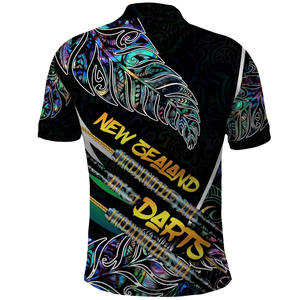 Personalised New Zealand Darts Polo Shirt NZ Paua Shell Maori Fern