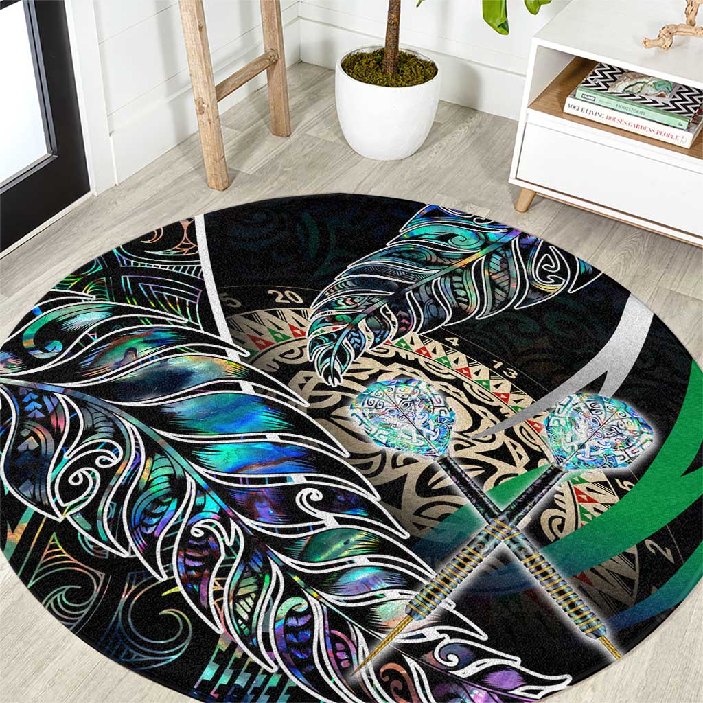 New Zealand Darts Round Carpet NZ Paua Shell Maori Fern