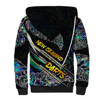 Personalised New Zealand Darts Sherpa Hoodie NZ Paua Shell Maori Fern