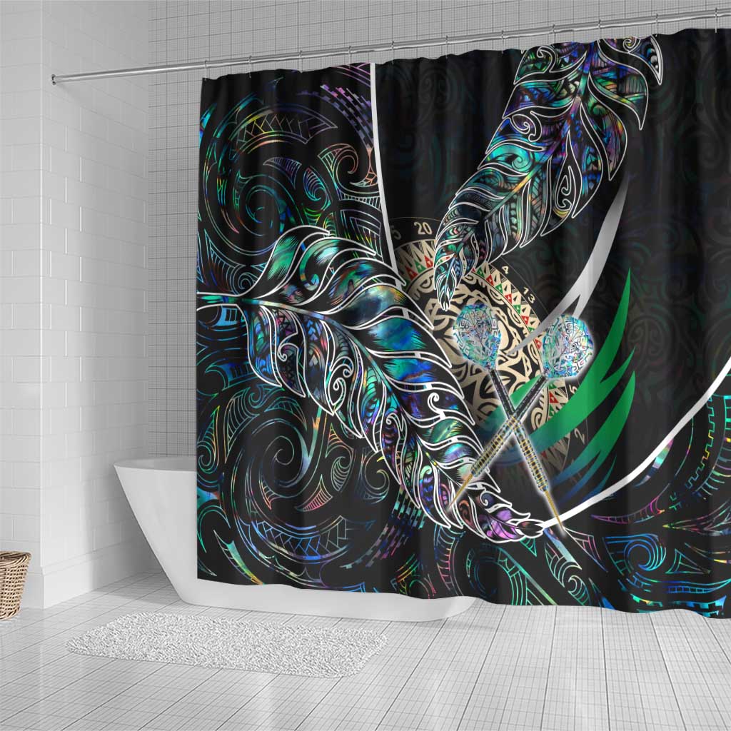 New Zealand Darts Shower Curtain NZ Paua Shell Maori Fern