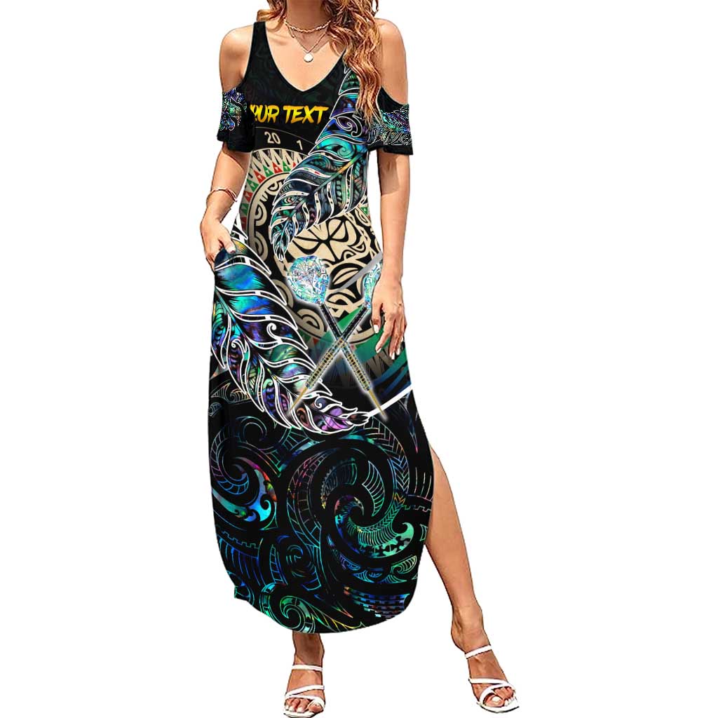 Personalised New Zealand Darts Summer Maxi Dress NZ Paua Shell Maori Fern