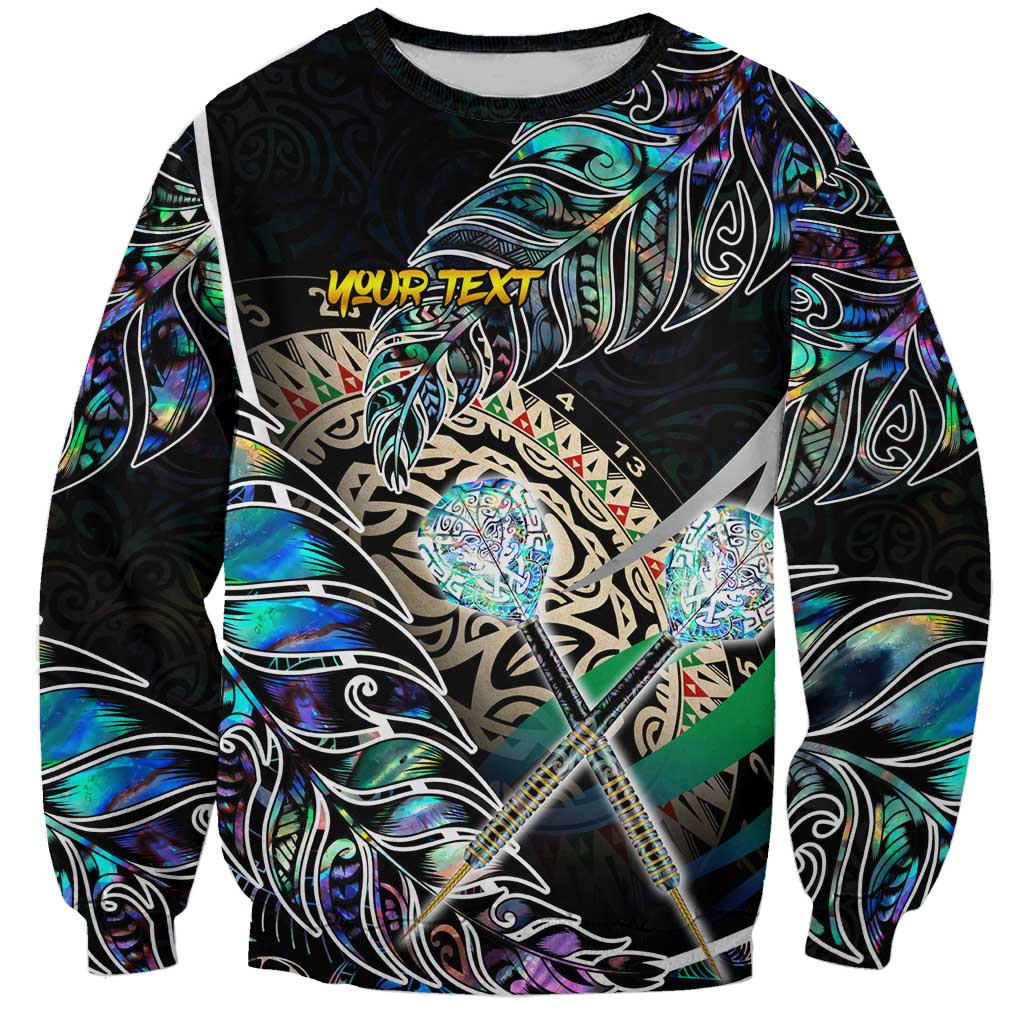 Personalised New Zealand Darts Sweatshirt NZ Paua Shell Maori Fern