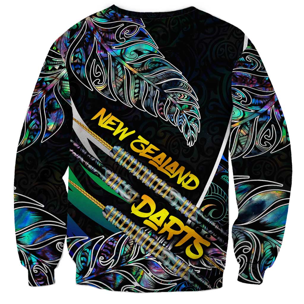Personalised New Zealand Darts Sweatshirt NZ Paua Shell Maori Fern