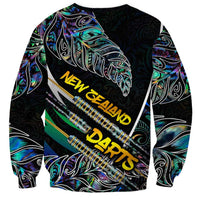 Personalised New Zealand Darts Sweatshirt NZ Paua Shell Maori Fern