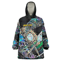 Personalised New Zealand Darts Wearable Blanket Hoodie NZ Paua Shell Maori Fern