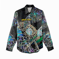 Personalised New Zealand Darts Women Casual Shirt NZ Paua Shell Maori Fern