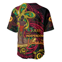Custom Vanuatu 45th Independence Anniversary Baseball Jersey Flower Melanesian Namele Turtle - Polynesian Pride