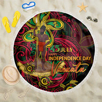 Vanuatu 45th Independence Anniversary Beach Blanket Flower Melanesian Namele Turtle - Polynesian Pride