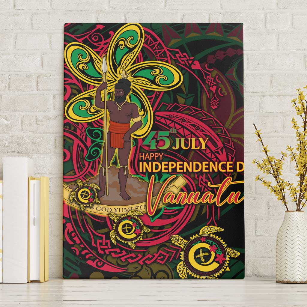 Vanuatu 45th Independence Anniversary Canvas Wall Art Flower Melanesian Namele Turtle - Polynesian Pride