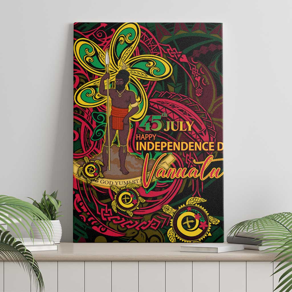 Vanuatu 45th Independence Anniversary Canvas Wall Art Flower Melanesian Namele Turtle - Polynesian Pride