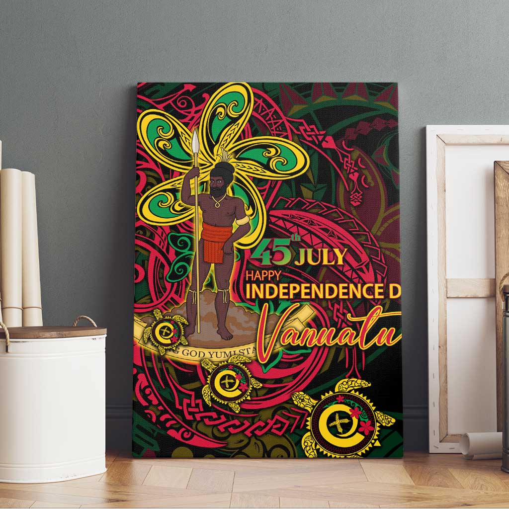 Vanuatu 45th Independence Anniversary Canvas Wall Art Flower Melanesian Namele Turtle - Polynesian Pride