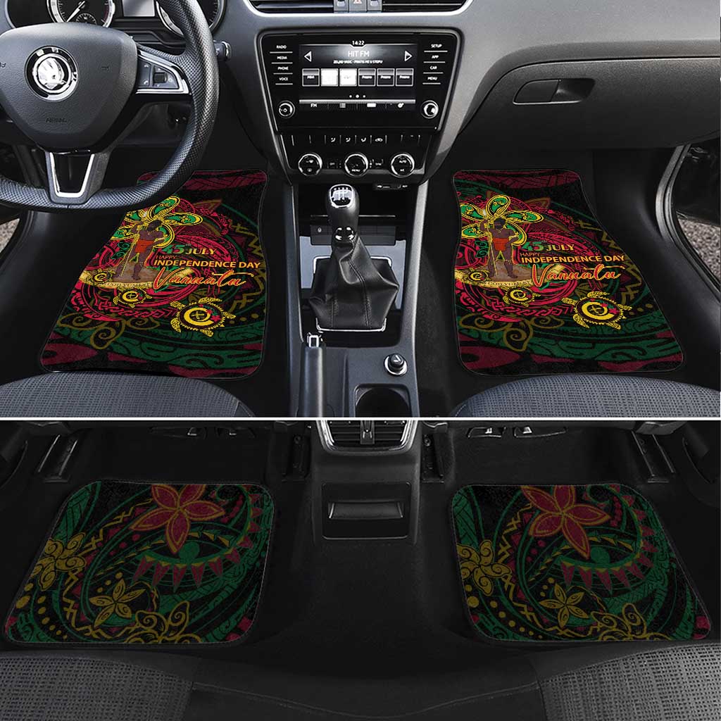 Vanuatu 45th Independence Anniversary Car Mats Flower Melanesian Namele Turtle - Polynesian Pride
