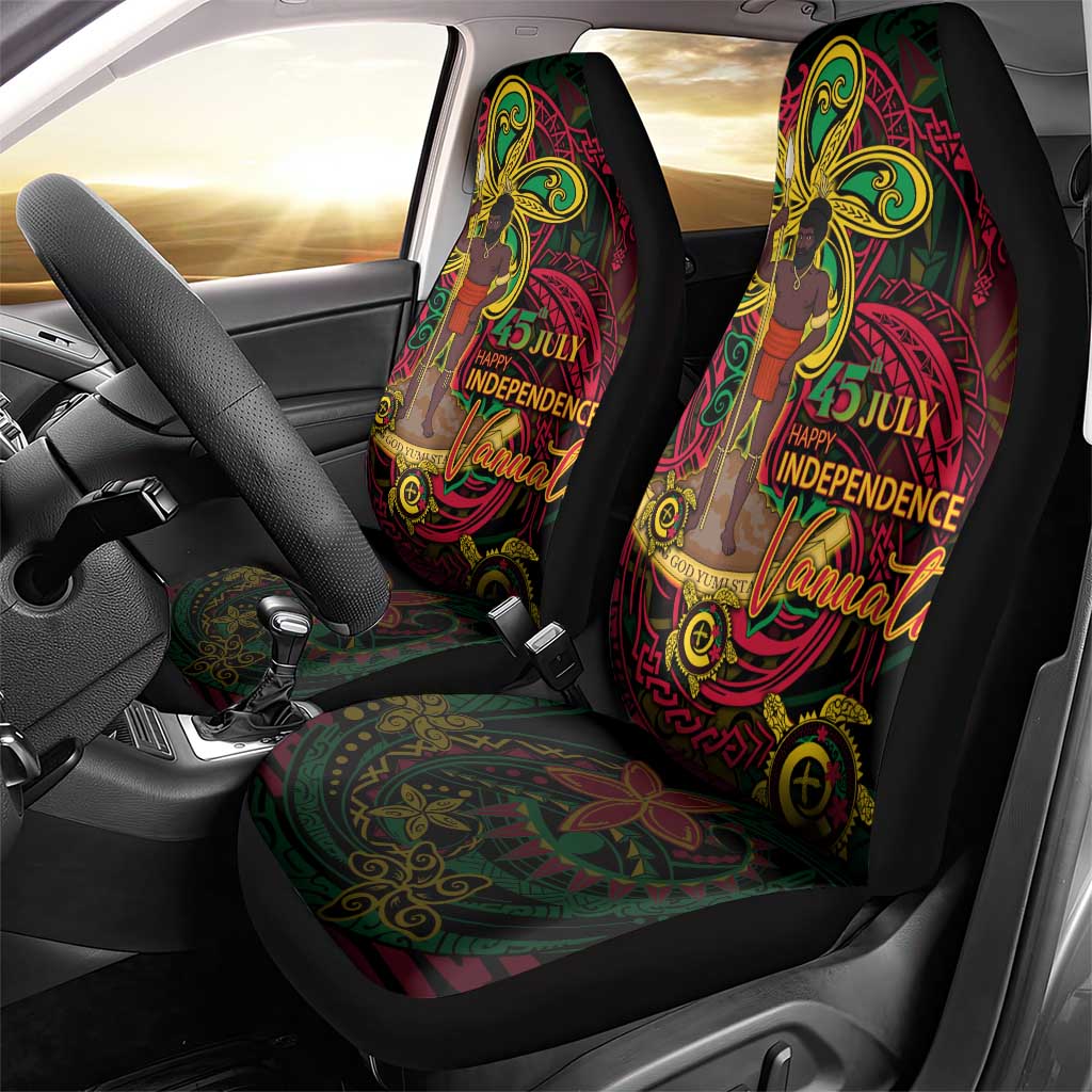 Vanuatu 45th Independence Anniversary Car Seat Cover Flower Melanesian Namele Turtle - Polynesian Pride