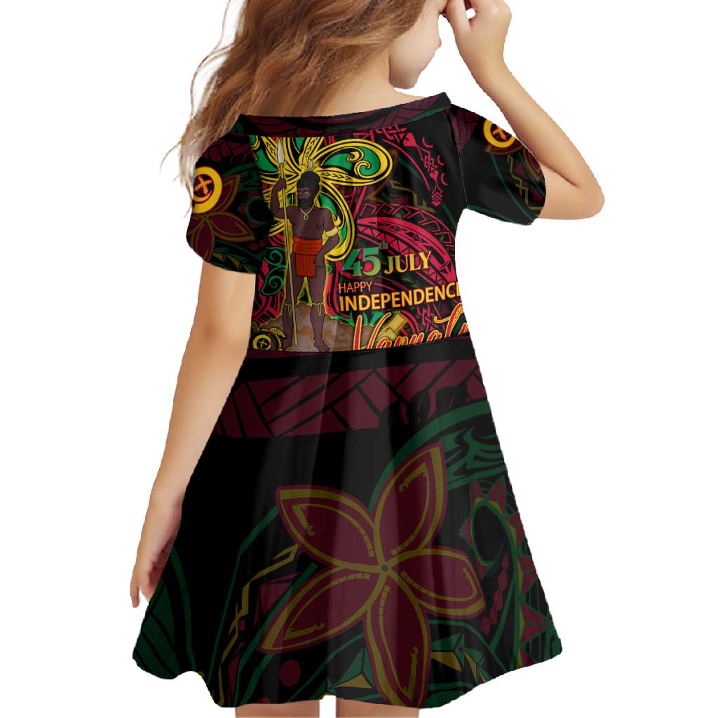 Custom Vanuatu 45th Independence Anniversary Family Matching Long Sleeve Bodycon Dress and Hawaiian Shirt Flower Melanesian Namele Turtle - Polynesian Pride