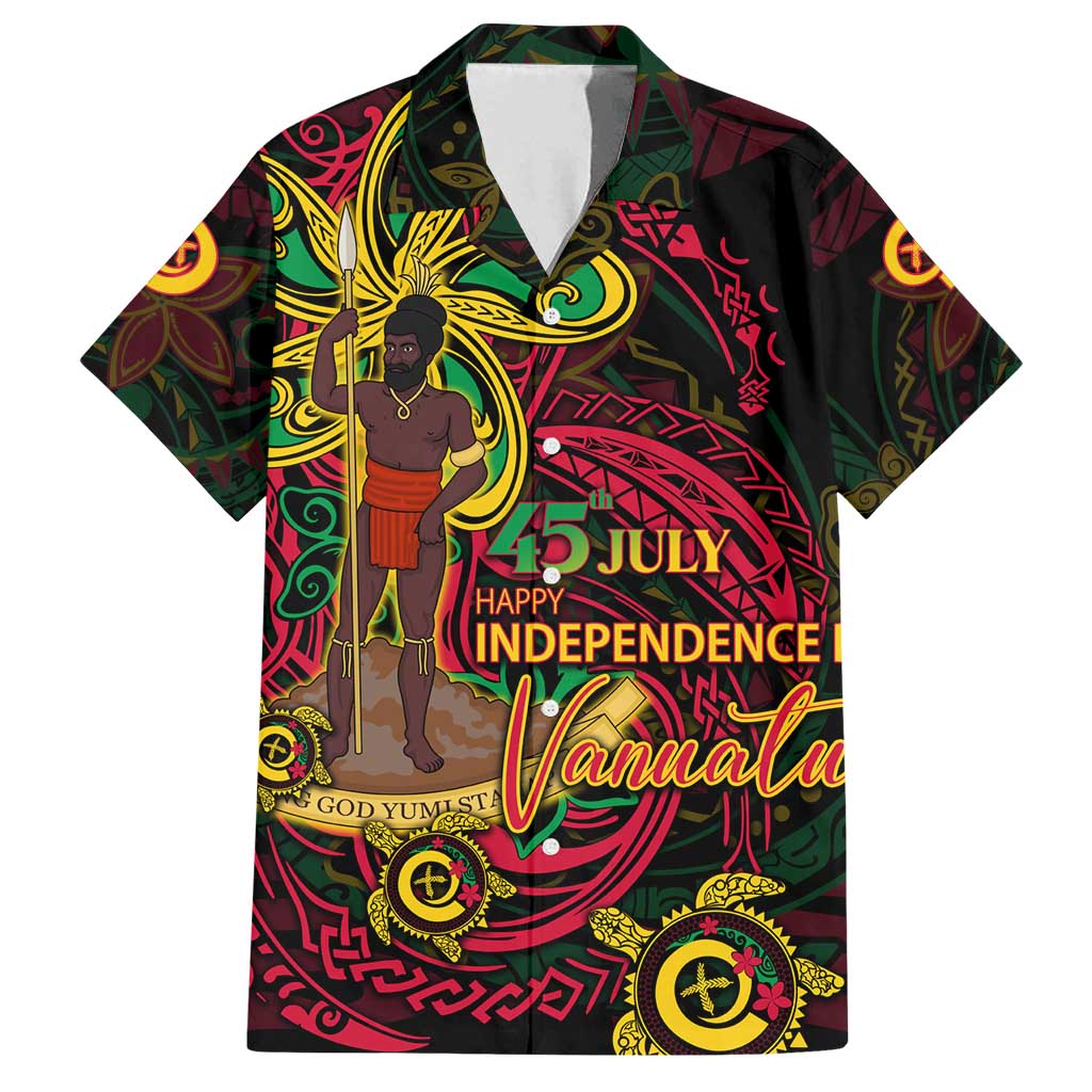 Custom Vanuatu 45th Independence Anniversary Family Matching Long Sleeve Bodycon Dress and Hawaiian Shirt Flower Melanesian Namele Turtle - Polynesian Pride