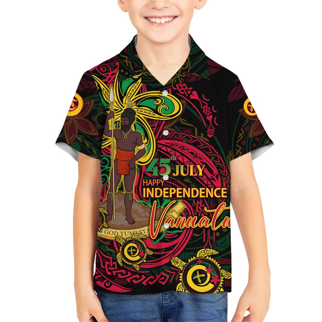 Custom Vanuatu 45th Independence Anniversary Family Matching Puletasi and Hawaiian Shirt Flower Melanesian Namele Turtle - Polynesian Pride