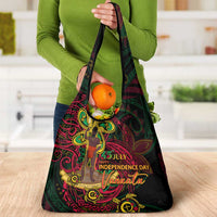 Vanuatu 45th Independence Anniversary Grocery Bag Flower Melanesian Namele Turtle - Polynesian Pride