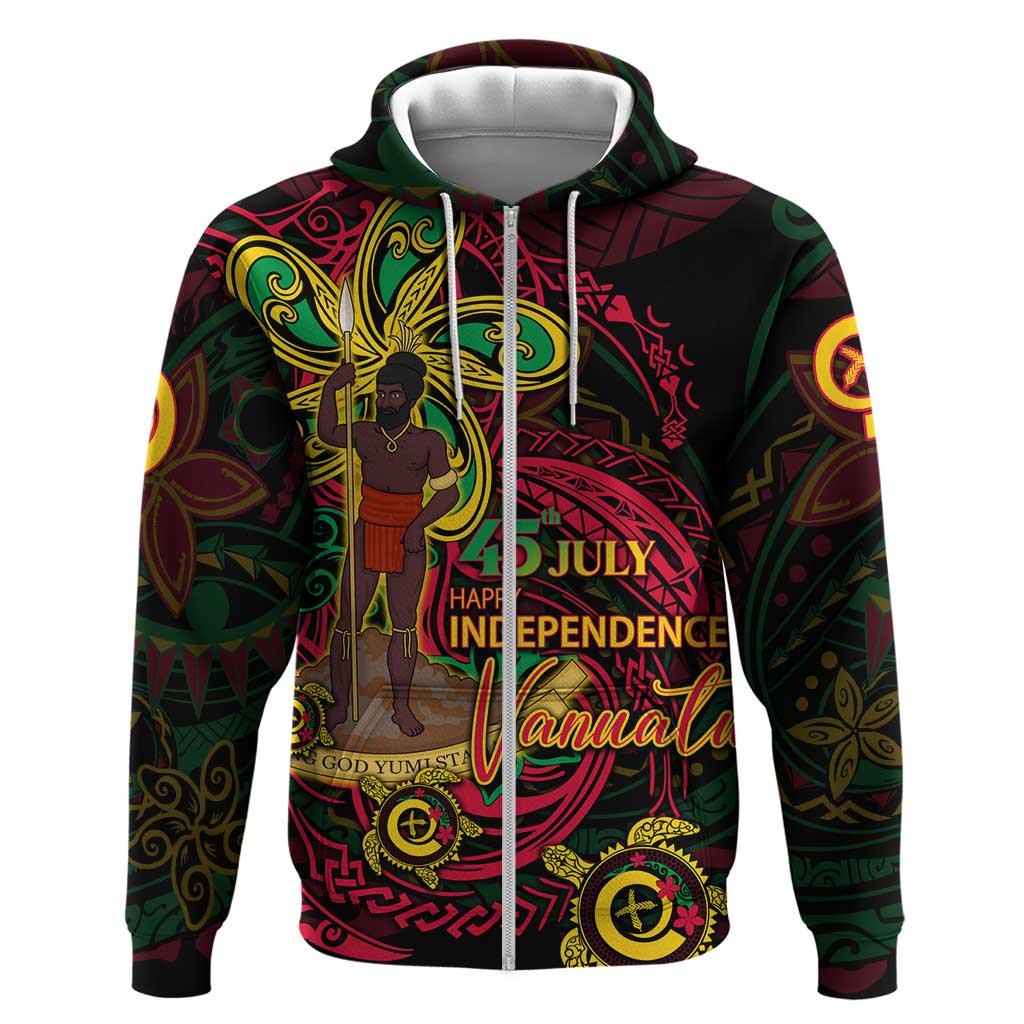 Custom Vanuatu 45th Independence Anniversary Hoodie Flower Melanesian Namele Turtle - Polynesian Pride