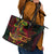 Vanuatu 45th Independence Anniversary Leather Tote Bag Flower Melanesian Namele Turtle - Polynesian Pride