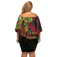 Custom Vanuatu 45th Independence Anniversary Off Shoulder Short Dress Flower Melanesian Namele Turtle DT02 - Polynesian Pride