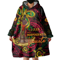 Custom Vanuatu 45th Independence Anniversary Wearable Blanket Hoodie Flower Melanesian Namele Turtle - Polynesian Pride