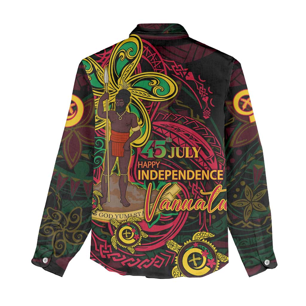 Custom Vanuatu 45th Independence Anniversary Women Casual Shirt Flower Melanesian Namele Turtle - Polynesian Pride