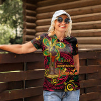 Custom Vanuatu 45th Independence Anniversary Women Polo Shirt Flower Melanesian Namele Turtle - Polynesian Pride