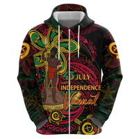 Custom Vanuatu 45th Independence Anniversary Zip Hoodie Flower Melanesian Namele Turtle - Polynesian Pride