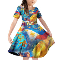 Custom The Philippines 126th Independence Anniversary Family Matching Off Shoulder Short Dress and Hawaiian Shirt Art Style - Polynesian Pride