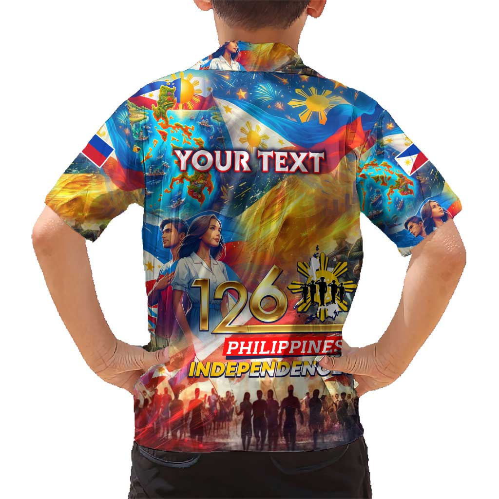 Custom The Philippines 126th Independence Anniversary Family Matching Short Sleeve Bodycon Dress and Hawaiian Shirt Art Style - Polynesian Pride