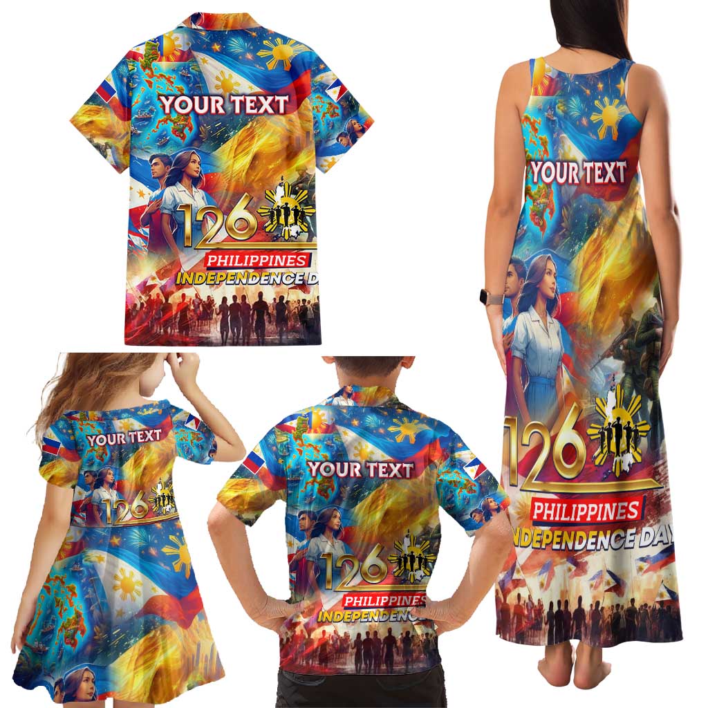 Custom The Philippines 126th Independence Anniversary Family Matching Tank Maxi Dress and Hawaiian Shirt Art Style - Polynesian Pride