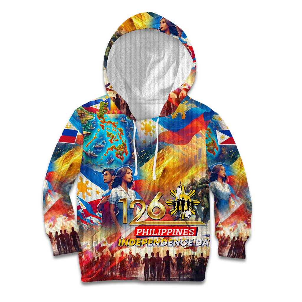 Custom The Philippines 126th Independence Anniversary Kid Hoodie Art Style - Polynesian Pride