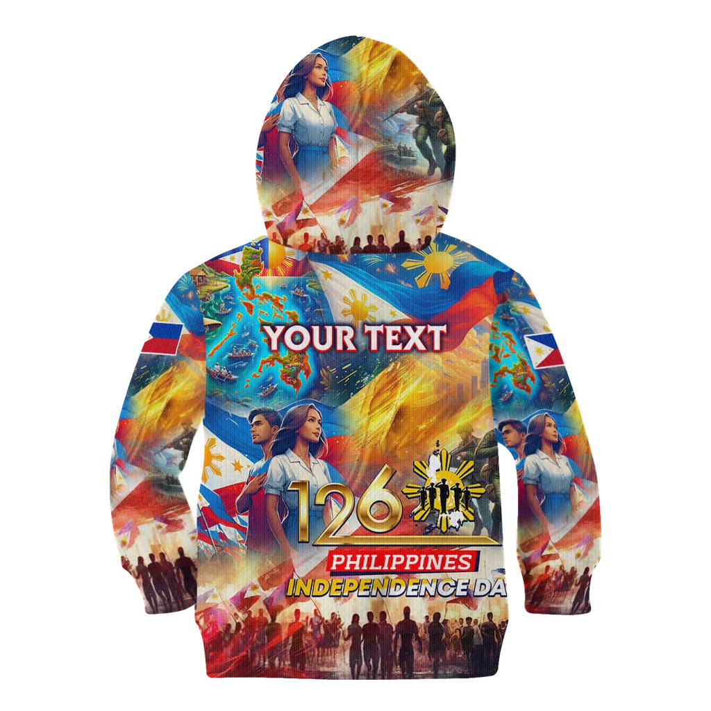 Custom The Philippines 126th Independence Anniversary Kid Hoodie Art Style - Polynesian Pride