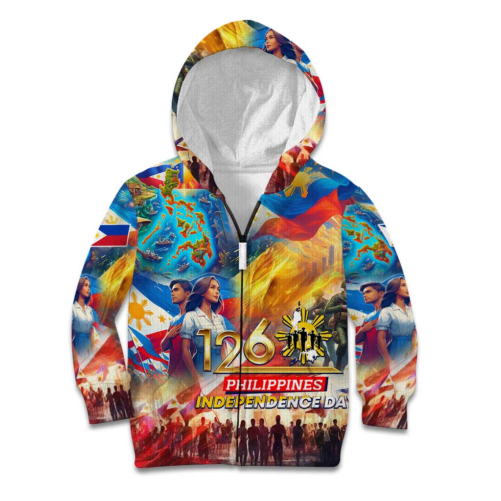 Custom The Philippines 126th Independence Anniversary Kid Hoodie Art Style - Polynesian Pride