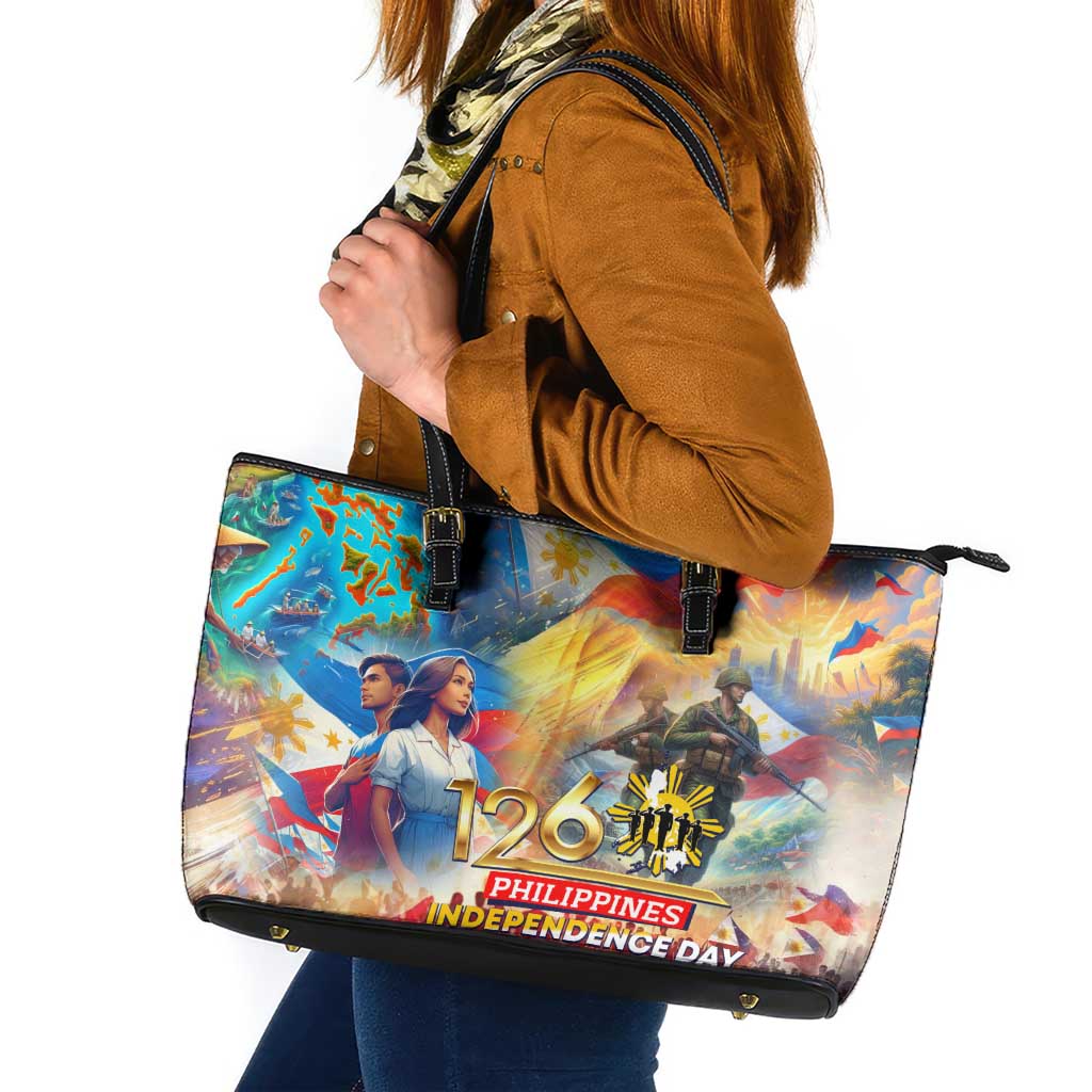The Philippines 126th Independence Anniversary Leather Tote Bag Art Style - Polynesian Pride