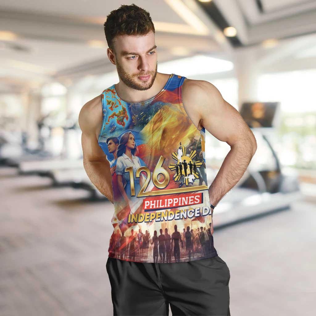 Custom The Philippines 126th Independence Anniversary Men Tank Top Art Style - Polynesian Pride
