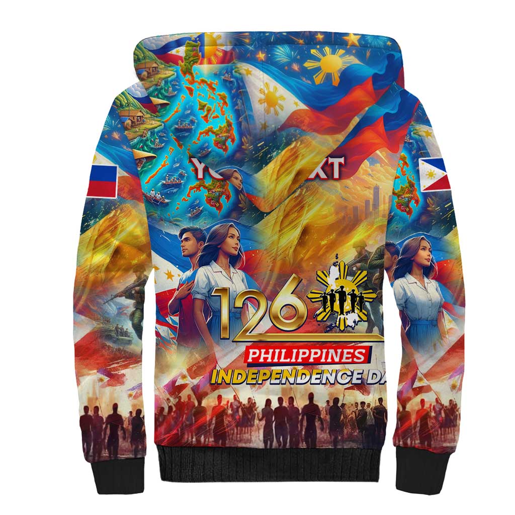Custom The Philippines 126th Independence Anniversary Sherpa Hoodie Art Style - Polynesian Pride