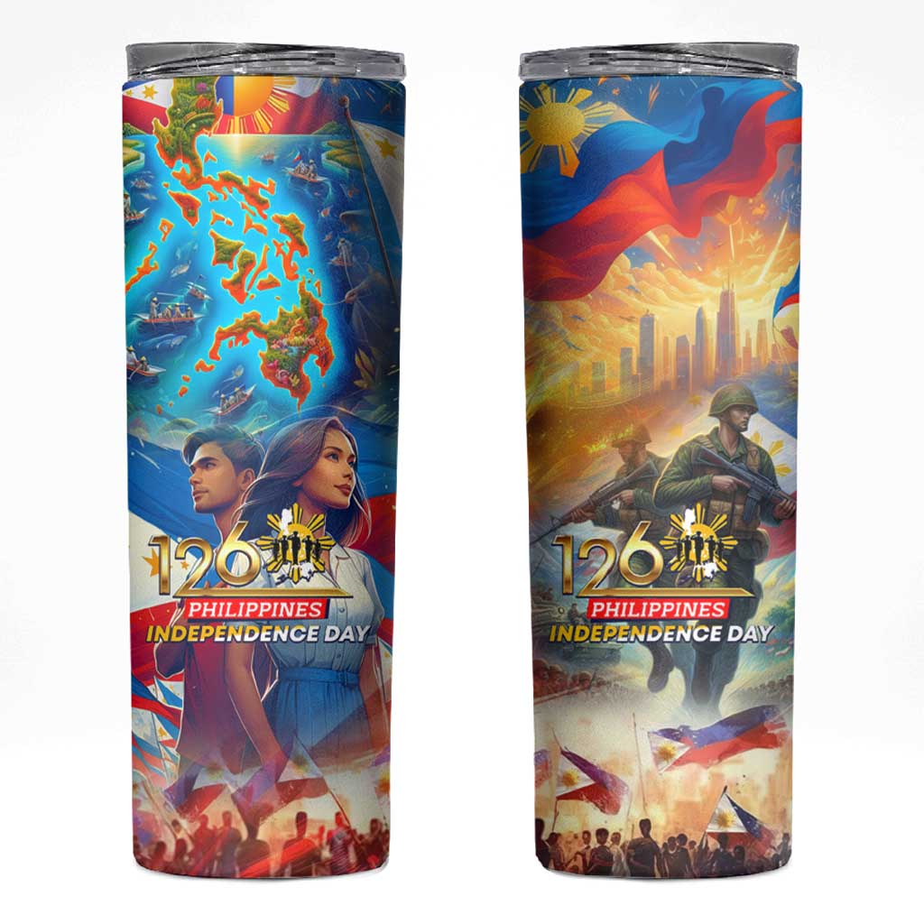 The Philippines 126th Independence Anniversary Skinny Tumbler Art Style - Polynesian Pride