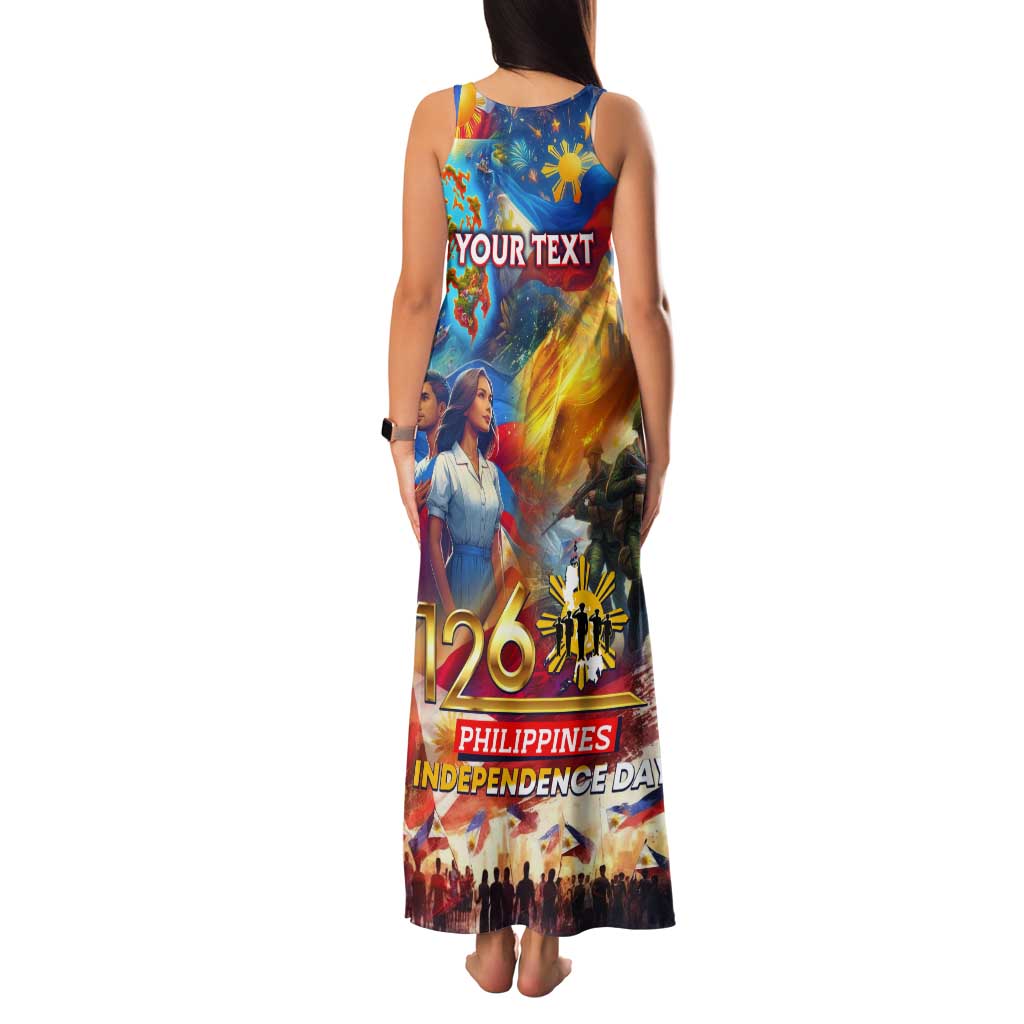 Custom The Philippines 126th Independence Anniversary Tank Maxi Dress Art Style - Polynesian Pride