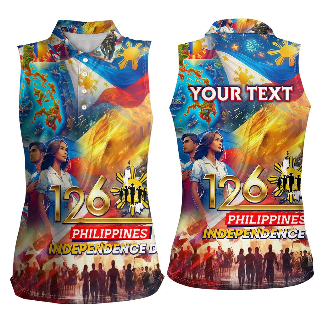 Custom The Philippines 126th Independence Anniversary Women Sleeveless Polo Shirt Art Style - Polynesian Pride