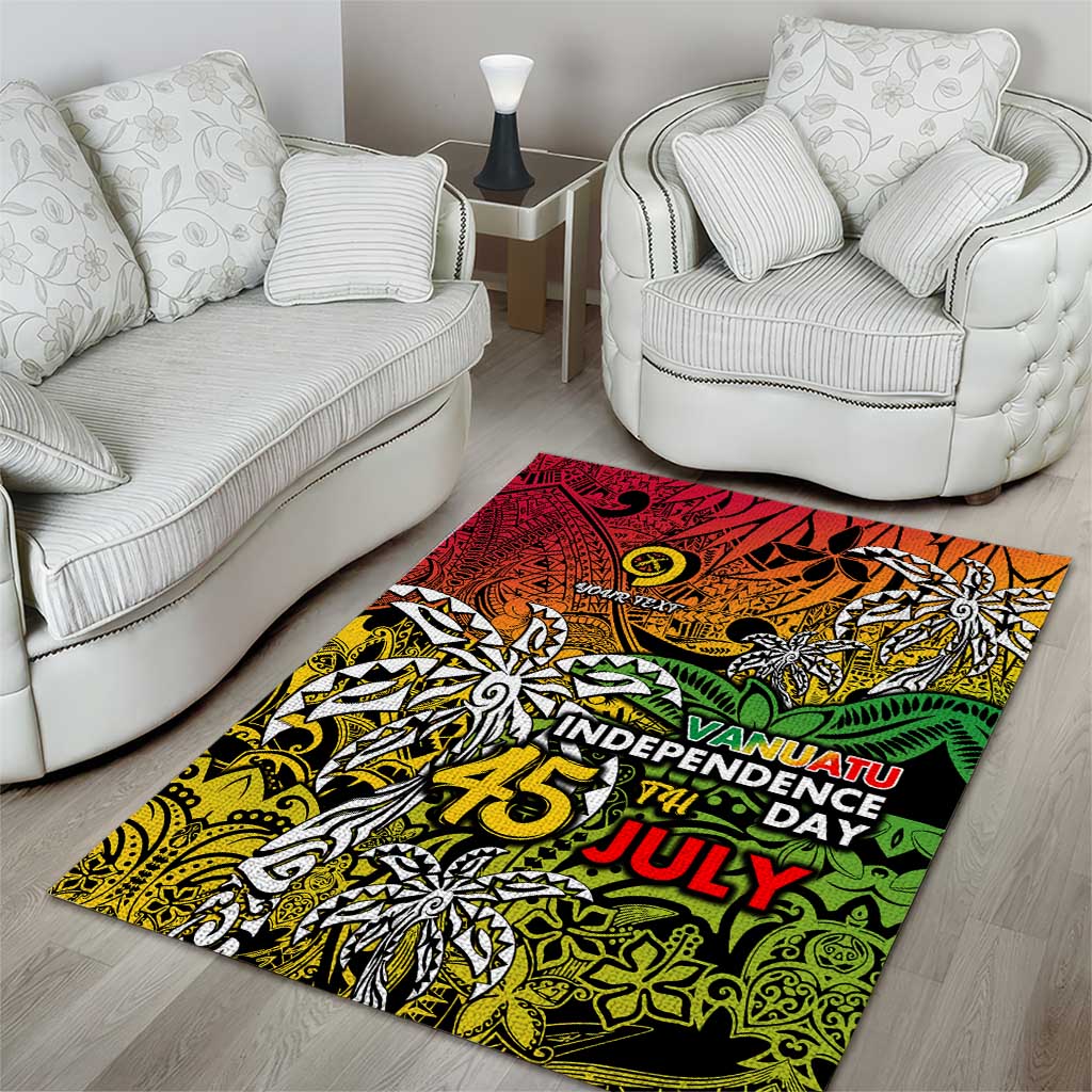 Personalized Vanuatu 45th Independence Anniversary Area Rug Melanesian Pattern Reggae - Polynesian Pride
