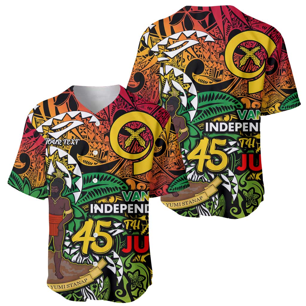 Personalized Vanuatu 45th Independence Anniversary Baseball Jersey Melanesian Pattern Reggae - Polynesian Pride