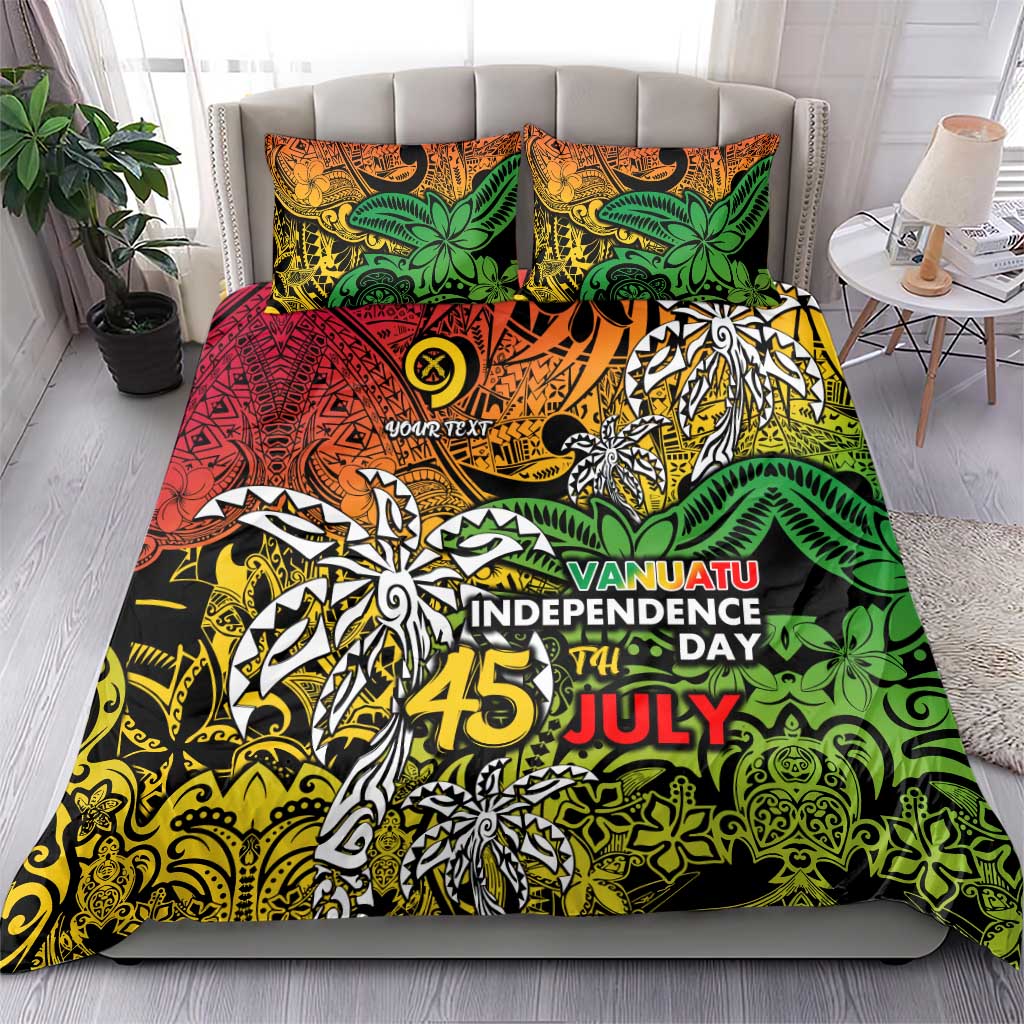 Personalized Vanuatu 45th Independence Anniversary Bedding Set Melanesian Pattern Reggae - Polynesian Pride