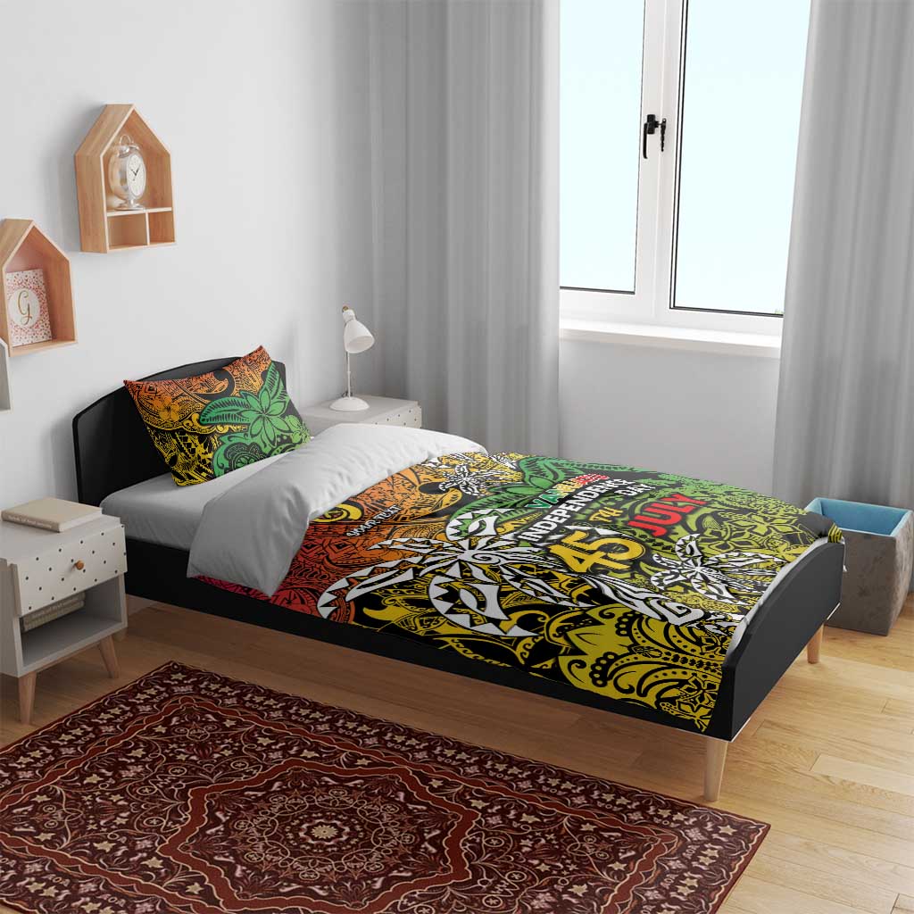 Personalized Vanuatu 45th Independence Anniversary Bedding Set Melanesian Pattern Reggae - Polynesian Pride